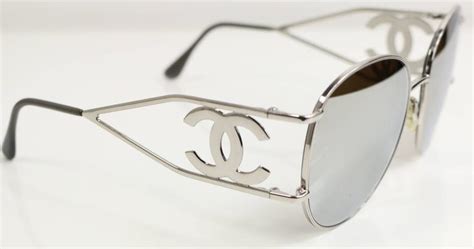 chanel metal and plastic sunglasses|Chanel Silver Metal Frame CC Sunglasses .